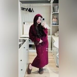 Woman’s Burgundy Hoodie and Skirt Set Size small